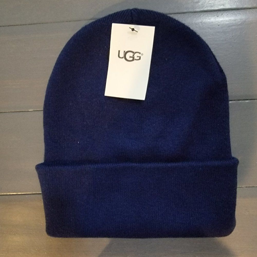 UGG Men's Blue Polyester Blend Knit Cuff Winter Beanie Hat - Picture 6 of 10